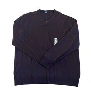 Giorgiolini V-Neck Sweater Mens XXL Brown 100% ExtraFine Merino Wool Italy NWT